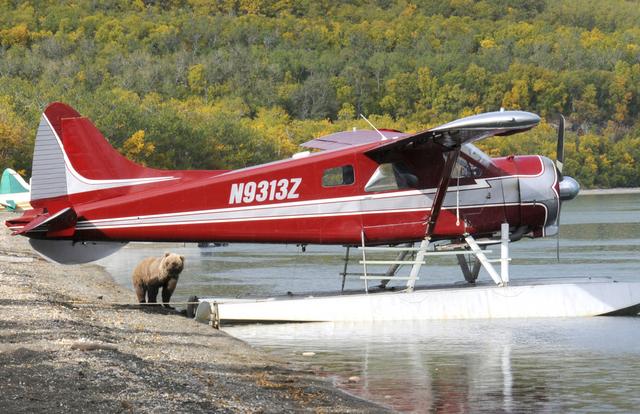 FLoat plane at Katmai near Brooks Falls, Alaska