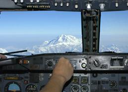 Photo of jet cockpit over Denali in Alaska